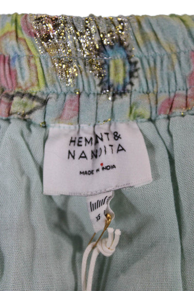 Hemant & Nandita Womens Multicolor Floral Mini Skirt Viscose Metallic Size XS