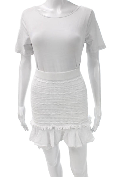 Jonathan Simkhai Womens Mini Geometric White Skirt Size XS