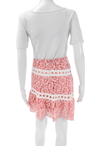 Sandro Womens A-Line Floral Viscose Knee Length Skirt Pink Size 1