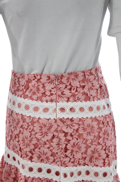 Sandro Womens A-Line Floral Viscose Knee Length Skirt Pink Size 1