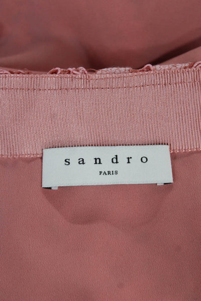 Sandro Womens A-Line Floral Viscose Knee Length Skirt Pink Size 1