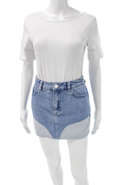 Triarchy Women Mini Denim Skirt Blue Button Size 25