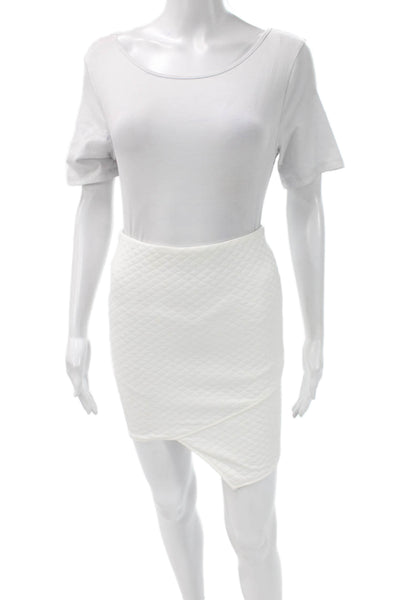 Donna Mizani Womens Straight Pencil Skirt White Quilted Polyester Size XS