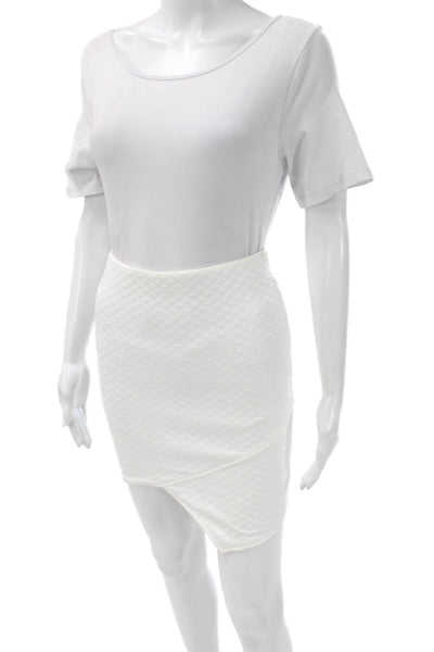 Donna Mizani Womens Straight Pencil Skirt White Quilted Polyester Size XS