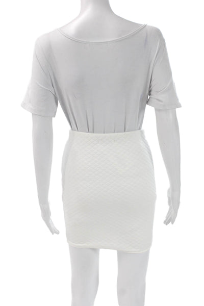 Donna Mizani Womens Straight Pencil Skirt White Quilted Polyester Size XS