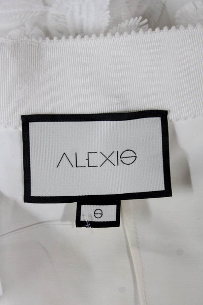 Alexis Womens Floral Mini Skirt Polyester White Zip Knee Length Size S