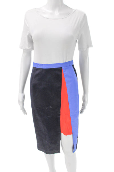 Katharine Kidd Women Straight Pencil Skirt Colorblock Black Knee Length Size 2
