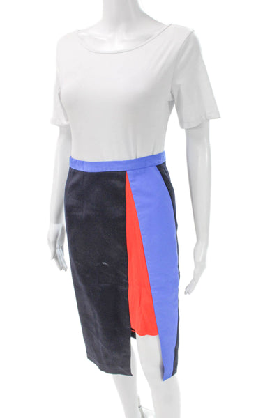 Katharine Kidd Women Straight Pencil Skirt Colorblock Black Knee Length Size 2