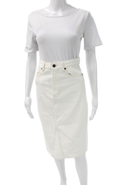 Rails Women Denim Straight Pencil Skirt White Button Size 24