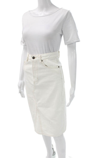 Rails Women Denim Straight Pencil Skirt White Button Size 24