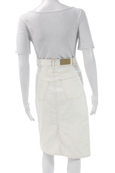Rails Women Denim Straight Pencil Skirt White Button Size 24