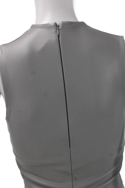 Skims Womens Cropped Tank Gray High Neck Zip Polyurethane Sleeveless Size S
