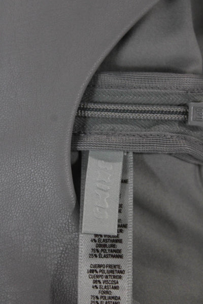 Skims Womens Cropped Tank Gray High Neck Zip Polyurethane Sleeveless Size S