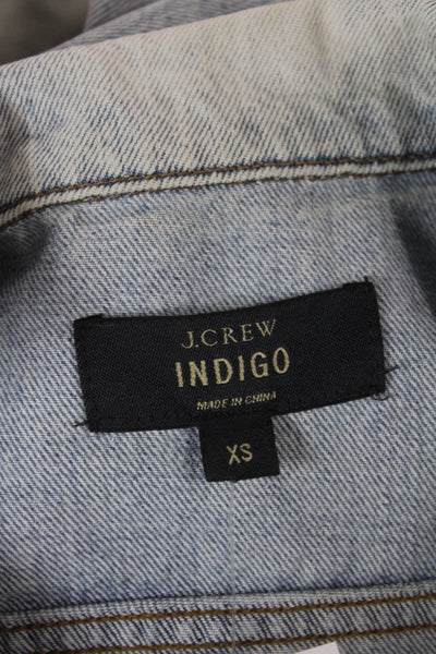 J Crew Women Basic Denim Jacket Blue Collared Button Long Sleeve Size XS