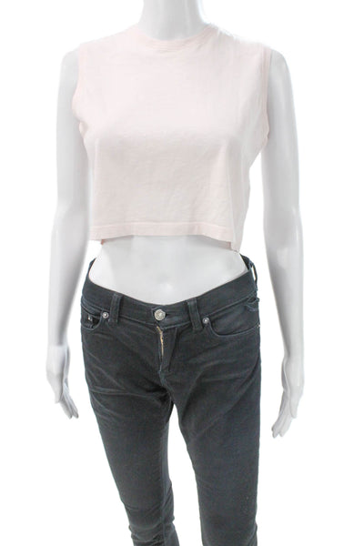 ATM Womens Cropped Pink Cotton Tank Pullover Crew Neck Sleeveless Size S
