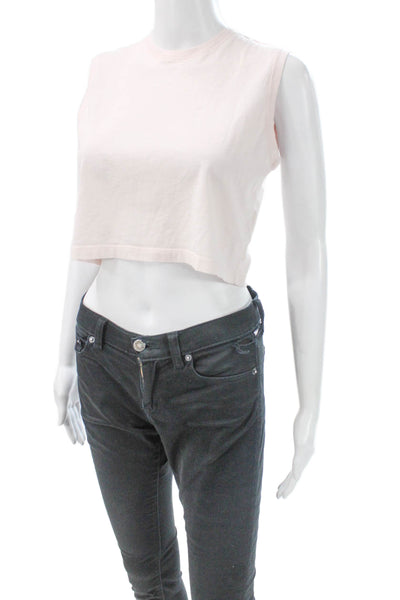 ATM Womens Cropped Pink Cotton Tank Pullover Crew Neck Sleeveless Size S
