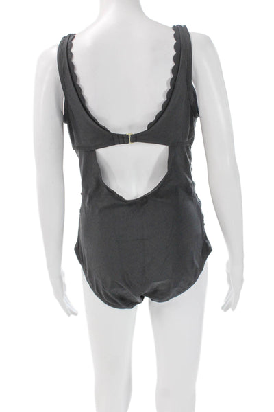 Kona Sol Womens One Piece Swimwear Gray Nylon Solid Size L