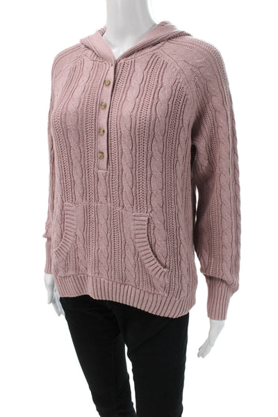Pink Rose Teens Pullover Sweater Henley Long Sleeve Polyester Size M