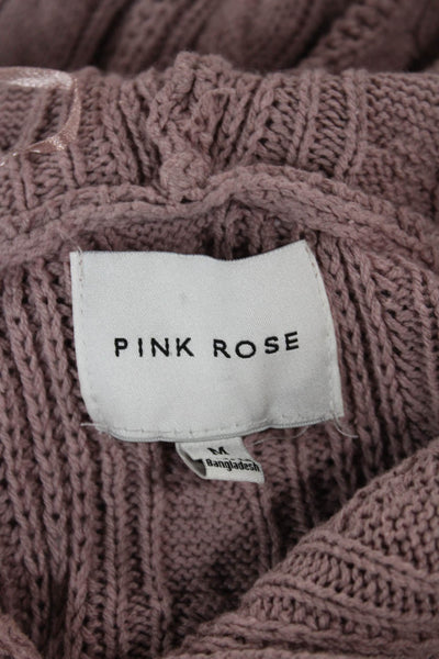 Pink Rose Teens Pullover Sweater Henley Long Sleeve Polyester Size M