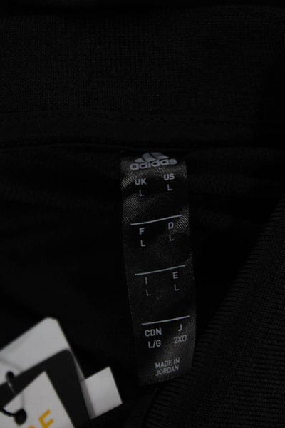 Adidas Mens Short Sleeve Collared Lightweight Knit Polo Shirt Black Size Large