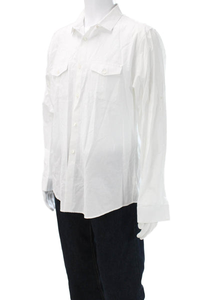 Calvin Klein Mens Button Front Long Sleeve Collared Shirt White Size Large