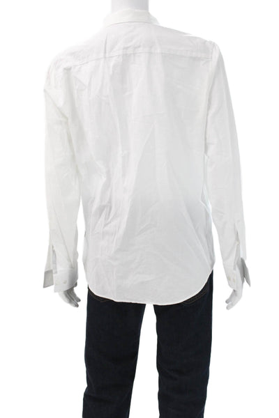 Calvin Klein Mens Button Front Long Sleeve Collared Shirt White Size Large