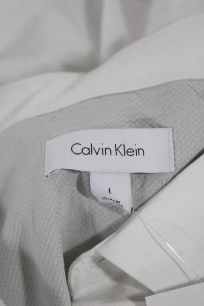 Calvin Klein Mens Button Front Long Sleeve Collared Shirt White Size Large