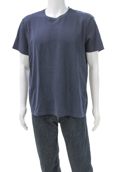 Saks Fifth Avenue Men Blue Cotton T-Shirt Short Sleeve Size XL