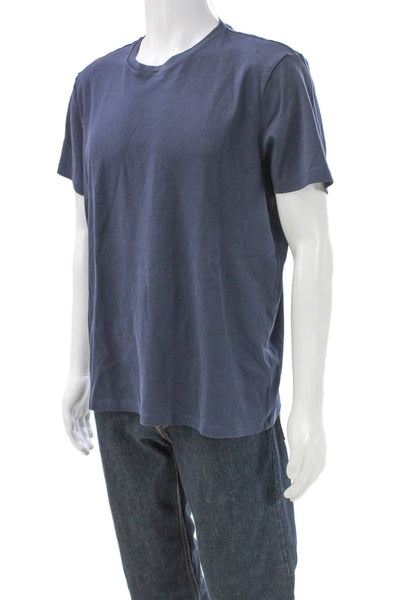 Saks Fifth Avenue Men Blue Cotton T-Shirt Short Sleeve Size XL