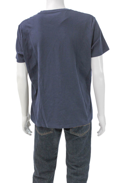 Saks Fifth Avenue Men Blue Cotton T-Shirt Short Sleeve Size XL