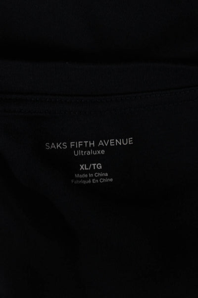 Saks Fifth Avenue Men Blue Cotton T-Shirt Short Sleeve Size XL