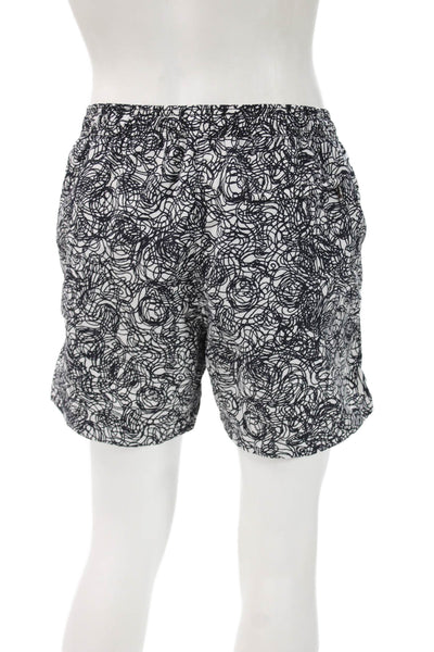 ONIA Mens Drawstring Abstract Swim Trunks Black White Size Extra Large