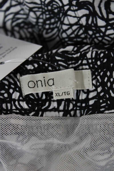 ONIA Mens Drawstring Abstract Swim Trunks Black White Size Extra Large