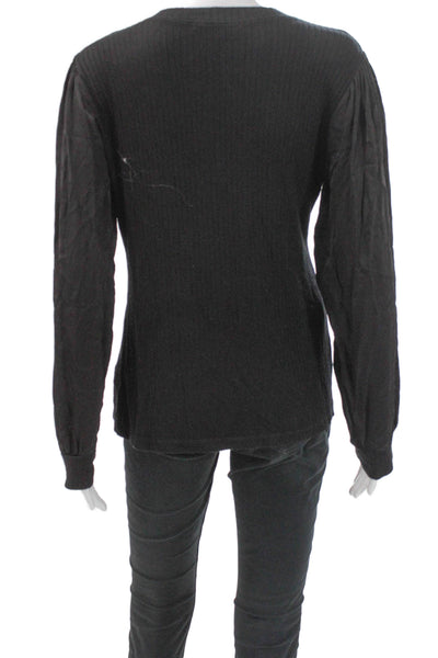 Red Haute Womens V Neck Long Sleeve Basic T Shirt Black Viscose Size M