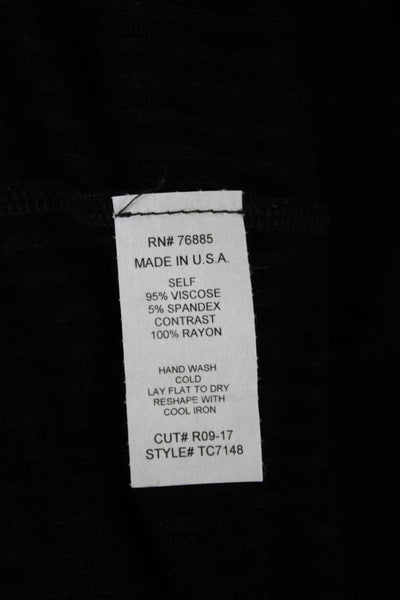 Red Haute Womens V Neck Long Sleeve Basic T Shirt Black Viscose Size M