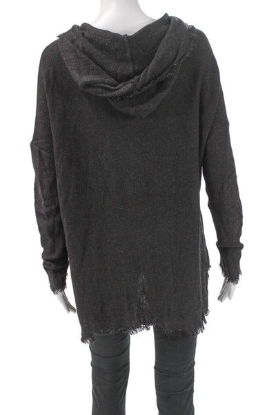 Lauren Moshi Women Gray Rayon Pullover Hoodie Long Sleeve Size S