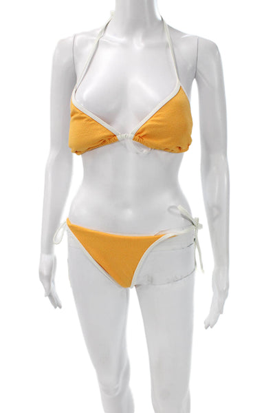 Monday Swimwear Womens Orange Solid Polyamide Bikini Size L