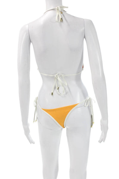 Monday Swimwear Womens Orange Solid Polyamide Bikini Size L