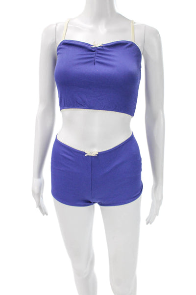 Dippin Daisys Womens Bikini Lounge Set Blue Polyester Solid Sleeveless Size S