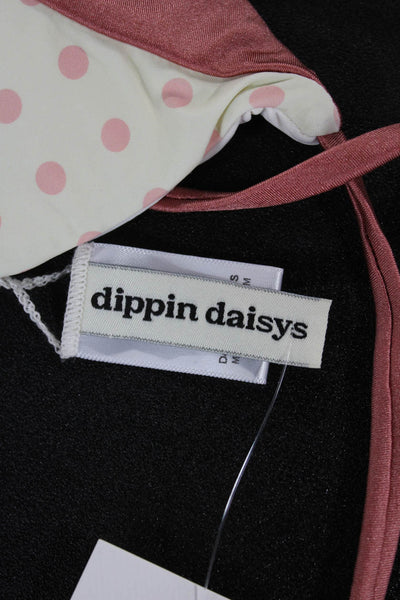 Dippin Daisys Womens Pink Polka Dot Nylon Bikini Size S