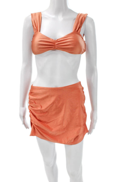 Dippin Daisys Women Orange Solid Nylon Bikini Size S