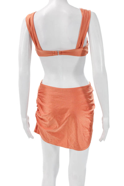 Dippin Daisys Women Orange Solid Nylon Bikini Size S