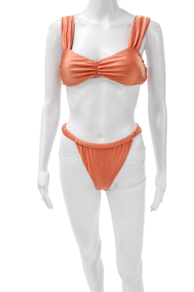 Dippin Daisys Women Orange Solid Nylon Bikini Size S