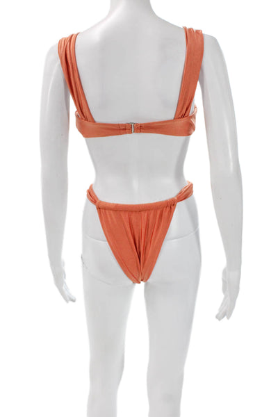 Dippin Daisys Women Orange Solid Nylon Bikini Size S