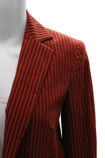 Frame Womens Striped Red Cotton Blazer Button Long Sleeve Size 2