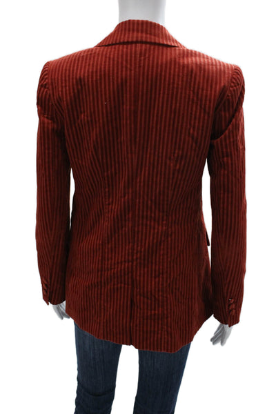 Frame Womens Striped Red Cotton Blazer Button Long Sleeve Size 2