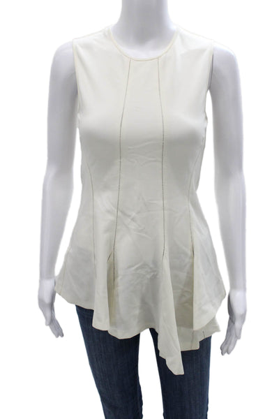Derek Lam Women White Sleeveless Viscose Tunic Round Neck Zip Size 0