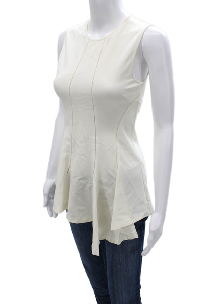 Derek Lam Women White Sleeveless Viscose Tunic Round Neck Zip Size 0