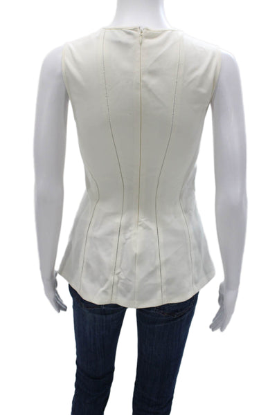Derek Lam Women White Sleeveless Viscose Tunic Round Neck Zip Size 0