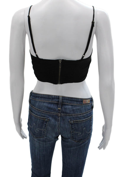 Stillwater Women Black Sleeveless Camisole Square Neck 100% Viscose Size S